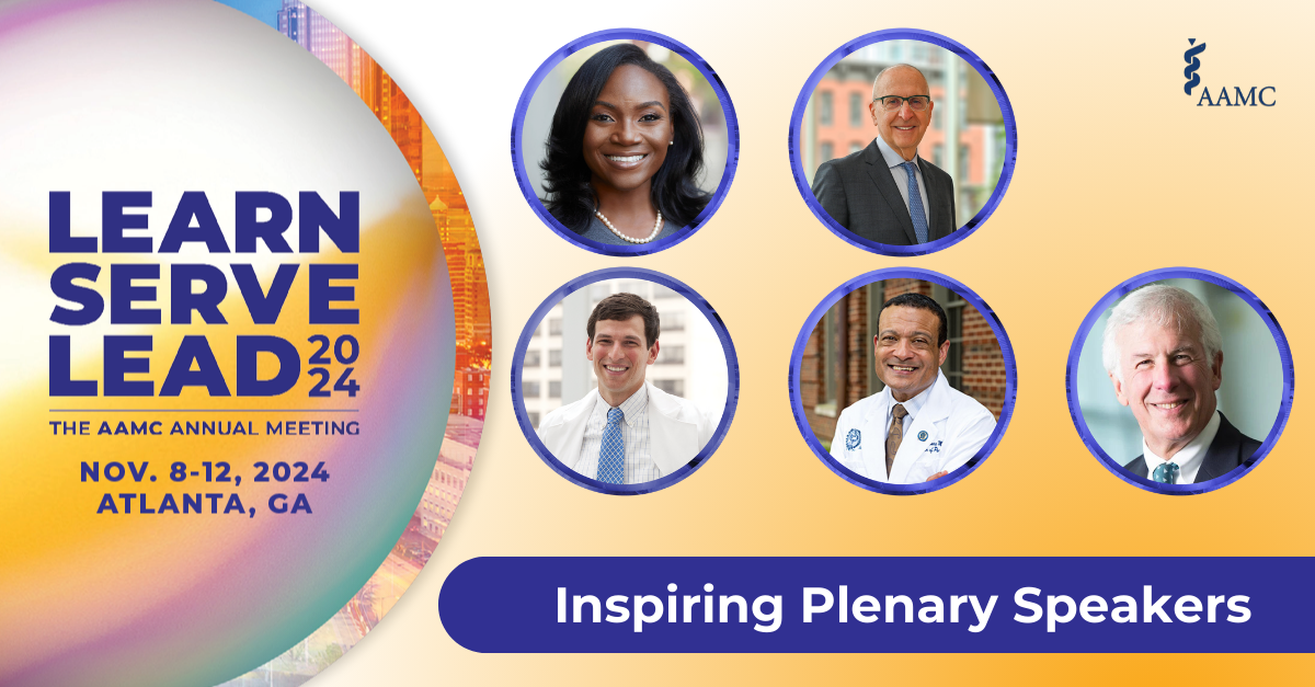 Headshots of leaders who will speak at Learn Serve Lead 2024: The AAMC Annual Meeting. 